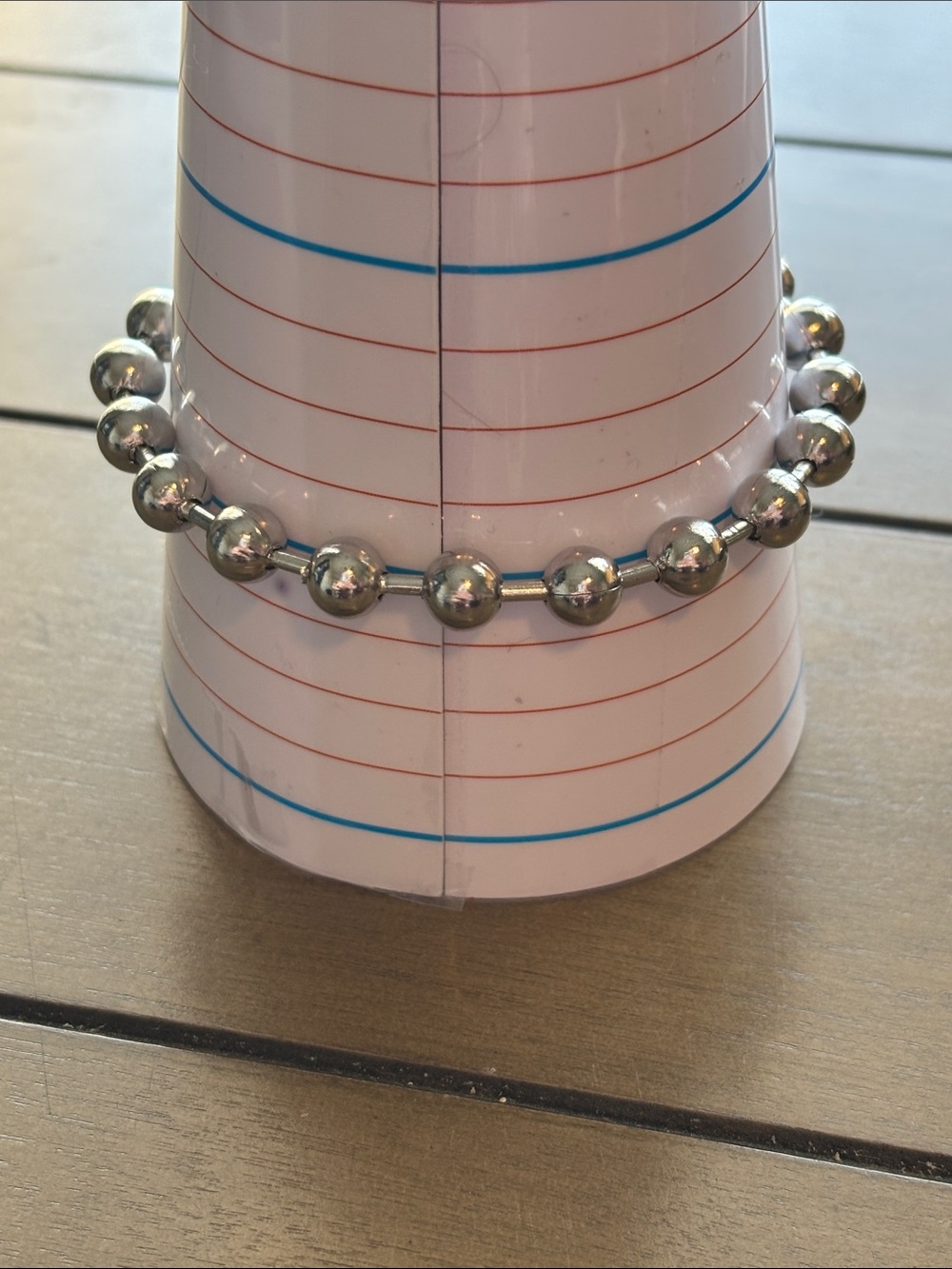778. Plunder Silver Tone Beaded Adjustable Bracelet - NEW, Hypoallergenic size 8